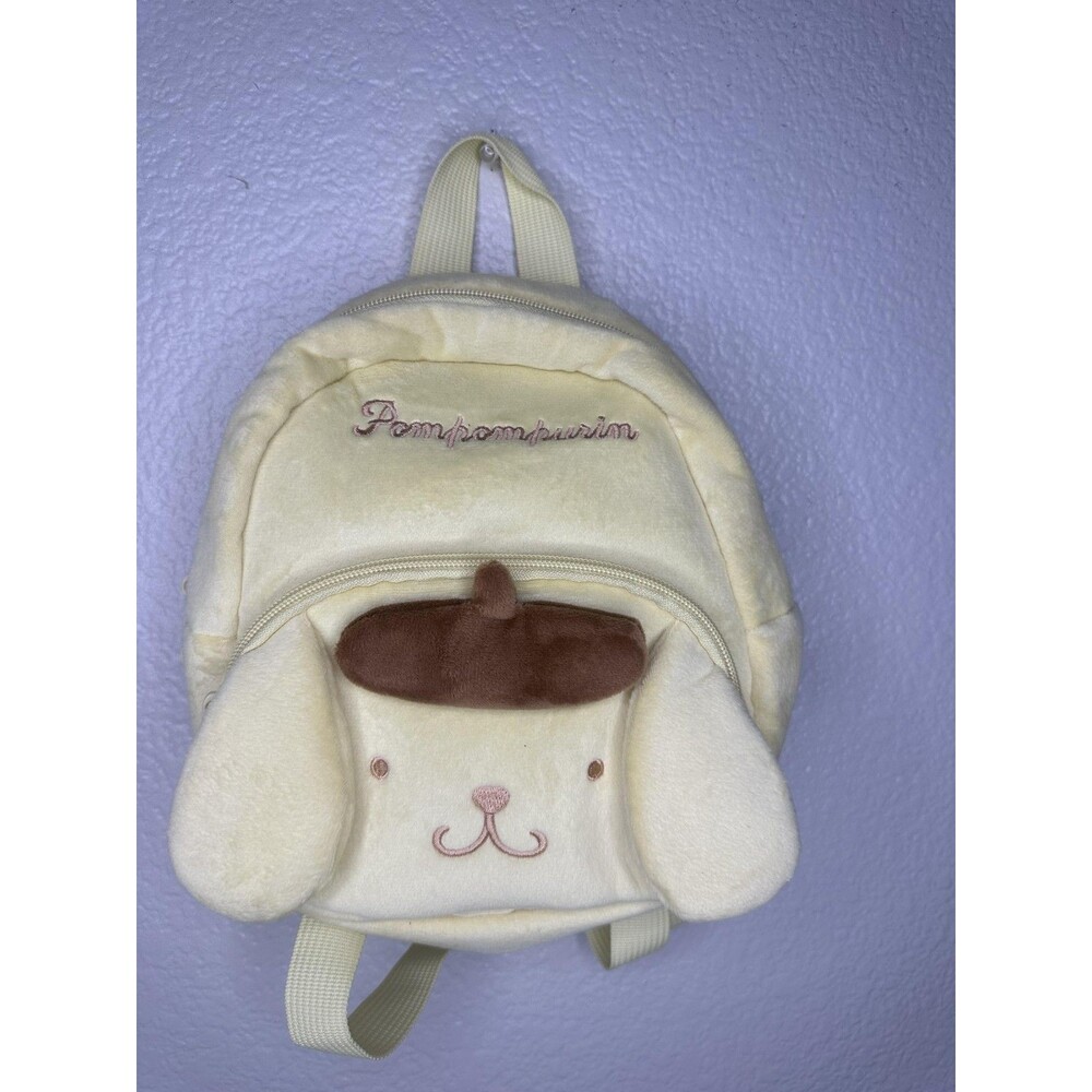 Sanrio Pompompurin Mini Backpack Yellow Plush Velour Adjustable Straps Girls